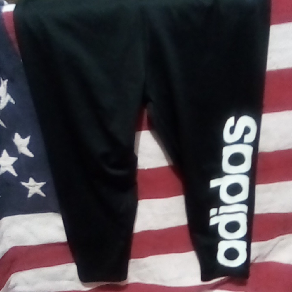 Adidas Nylon leggings cropped fitness yoga gym pants . Size M. Bonus Adidas Top